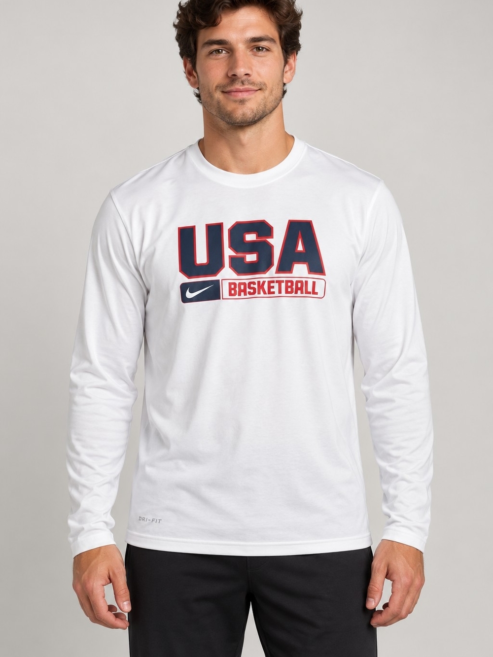 Nike USA Basketball Dri-FIT Long Sleeve Shirt Men’s Medium White Team USA